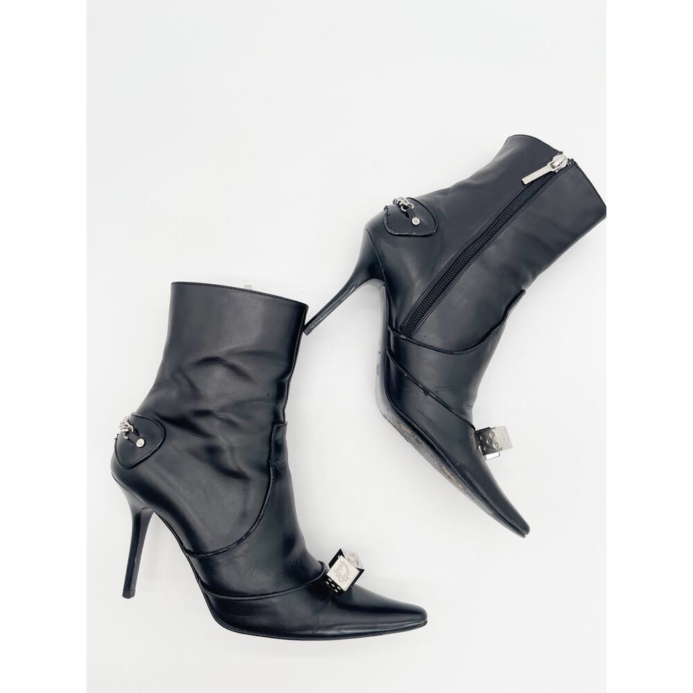 Dior Vintage Galliano Era Black Gambler Dice Pointed Toe Ankle Boots EU 37.5 - Picture 4 of 16
